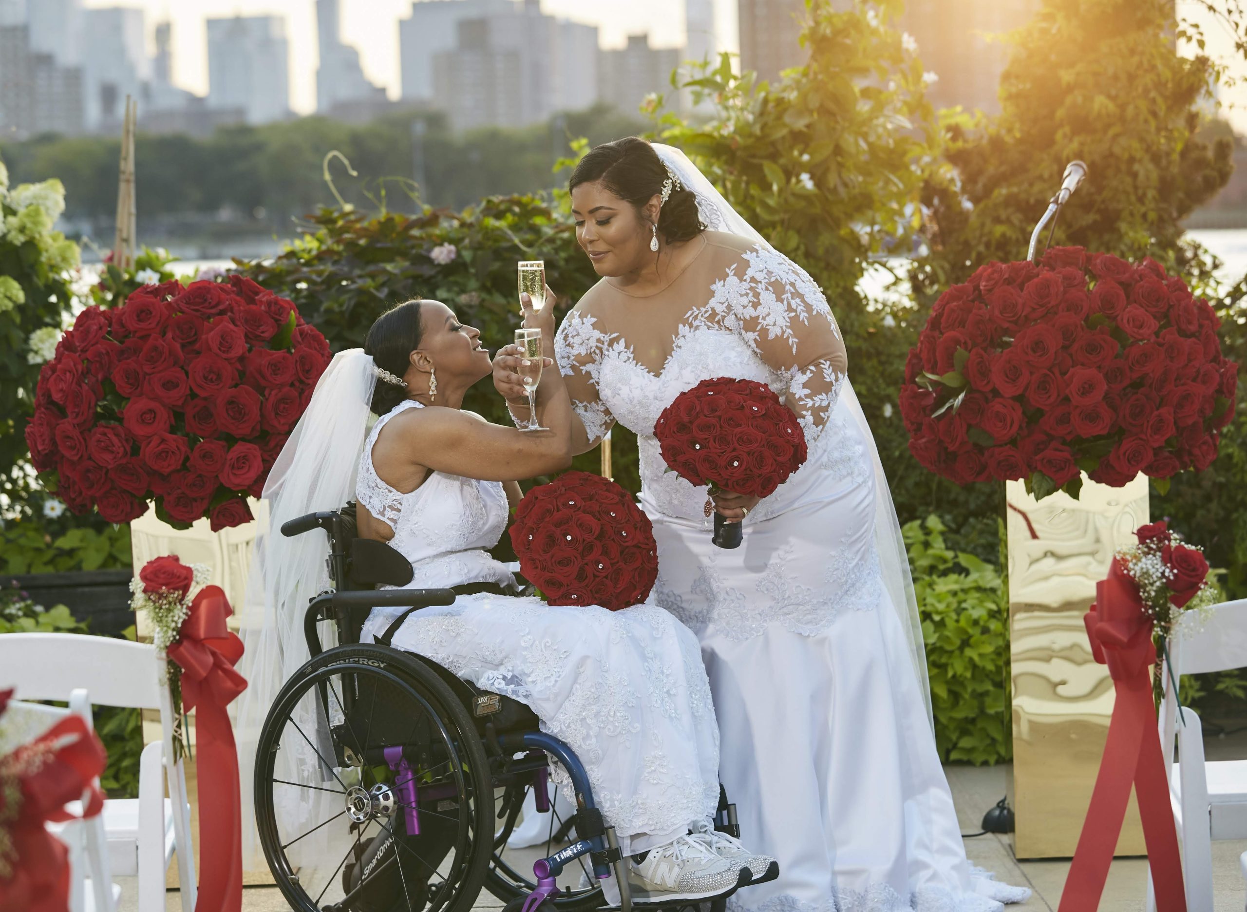 Gesy Duran and her bride (see story below)